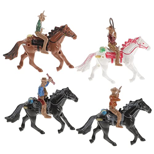 TOBBOMEY 4 Stück Cowboy-Reitmodell Minifiguren Desktop-Spielzeug Reitfiguren Pferdespielzeug Spielzeugwagen Spielzeug für Kinder kinderspielzeug Spielset Kinder reiten Spielzeug Plastik von TOBBOMEY