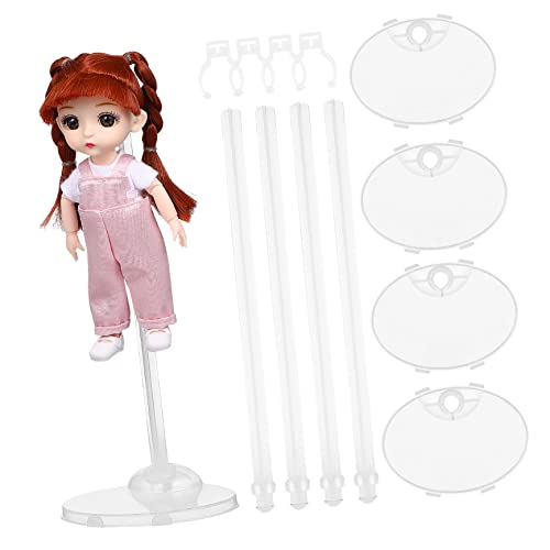 TOBBOMEY 4 Stück Halterung Puppenfigurenständer Action Figur Mini-Puppen Puppenregal Mini-ständer Showregal Actionfigur Puppenständer Puppenhalter Transparente Minipuppe Standpuppe Plastik von TOBBOMEY