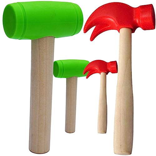 TOBBOMEY 4 Stück Kleiner Holzhammer Kinderhammer Spielzeug Gefälschter Kinderhammer Holzhammer Spielzeug Simulationshammerspielzeug Gefälschter Hammer Kleinkindspielzeug Pp von TOBBOMEY