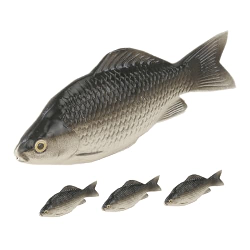 TOBBOMEY 4 Stück Simulation Von Schaumfischen Fisch Stofftier Künstlicher Fisch Meerestierfiguren Kleine Fischfigur Aquarium Rigs Fischkuchendeckel Bionisch Tank Fisch Figur Dark Grey von TOBBOMEY