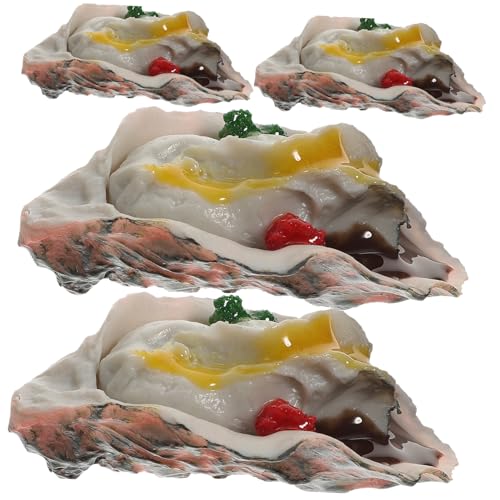 TOBBOMEY 4 Stück Simulierte Austern Fisch Schaltier Mini-Food- Spielzeugnahrung Gefälschtes Essen Gefälschter Fisch Pizza- Probieren PVC von TOBBOMEY