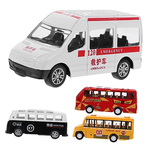 TOBBOMEY 4 Stück interaktives Auto Bus Lernspielzeug Educational Toys Simulation Bus Bus- Stadtbus Legierung von TOBBOMEY