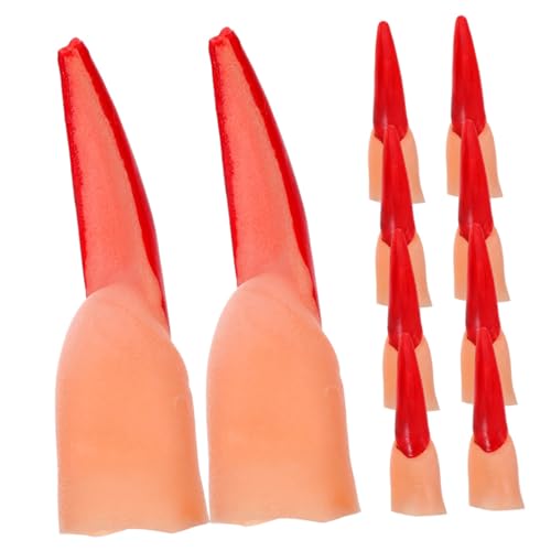 TOBBOMEY 40 Stück Teiliges Halloween Hexenfinger aus Robustem Kunststoff Realistische Fake Finger Covers mit Roten Nägeln Wiederverwendbar Leicht Anzuziehen für Cosplay Party Halloween Deko TOBBOMEY 40 Stück Teiliges Halloween Hexenfinger aus Robustem Kunststoff Realistische Fake Finger Covers mit Roten Nägeln Wiederverwendbar Leicht Anzuziehen für Cosplay Party Halloween Deko von TOBBOMEY