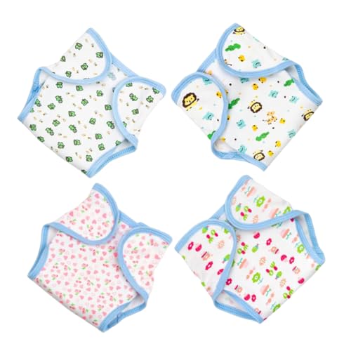 TOBBOMEY 4pcs Puppenwindeln Wiederverwendbare Babypuppenwindeln Neugeborene Puppenkleidung Wiedergeborene Puppenzubehör Waschbare Puppenunterwäsche Für Vorgetäuschtes Spielen von TOBBOMEY