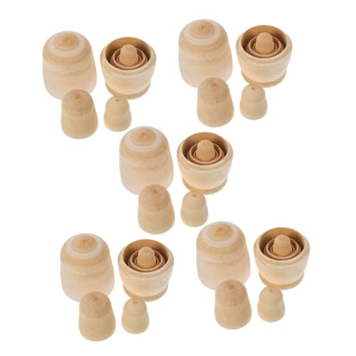 TOBBOMEY 5 Sätze DIY Matrioska Holz Nistpuppen Unbemalt Lagige Russische Verschachtelungspuppen Bastelset für Familienaktivität Geschenkidee Nachhaltige Holzdekoration TOBBOMEY 5 Sätze DIY Matrioska Holz Nistpuppen Unbemalt Lagige Russische Verschachtelungspuppen Bastelset für Familienaktivität Geschenkidee Nachhaltige Holzdekoration von TOBBOMEY