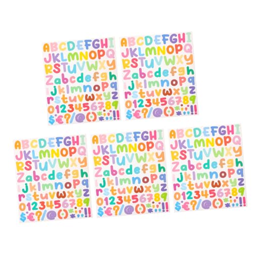 TOBBOMEY 5St Aufkleber mit Zahlen Scrapbooking Stickers namens Sticker Vielseitige Aufkleber buchstabenaufkleber Buchstaben zum Basteln Aufkleber mit Buchstaben zum Selbermachen Colorful von TOBBOMEY