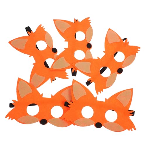 TOBBOMEY 5St Fuchsmaske für Kinder Fuchs Halbmaske Augenmaske Fuchs Hälfte Halloween-Foto-Requisiten Tiermasken-Set Tiermasken aus Filz Tiermasken für Party tierische Maske gefühlt Orange von TOBBOMEY