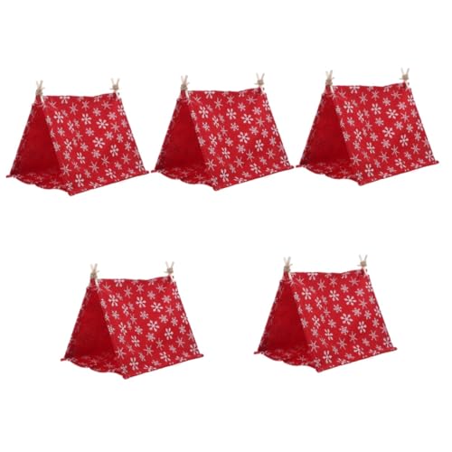 TOBBOMEY 5st Camping Zelt Puppen-campingzubehör Miniaturzeltmodell Campingzelt Miniatur-zeltdekor Katzenzelt Im Freien Puppenhaus-campingausrüstung Zelt Polyester Rot von TOBBOMEY