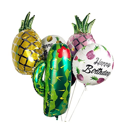 TOBBOMEY 5st Fruchtballon Hawaii-partyballon Luftballons Für Hochzeitsfeiern Kaktus-partydekoration Geburtstag Luftballons Aus Aluminiumfolie Tropische Luau-partydekoration Kaktusballons von TOBBOMEY