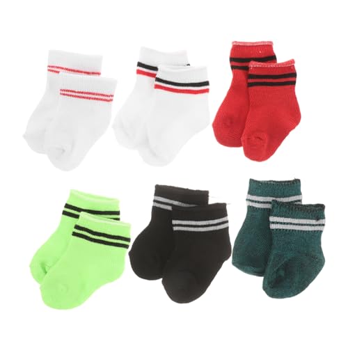 TOBBOMEY 6 Paare Puppensocken Puppen-Foto-Requisiten Spielzeugsocken Socken Für Puppe Puppenzubehör Puppe Verkleiden Zubehör Puppe Kostüm Dekor Mini-socken Puppenkostüm Stoff von TOBBOMEY