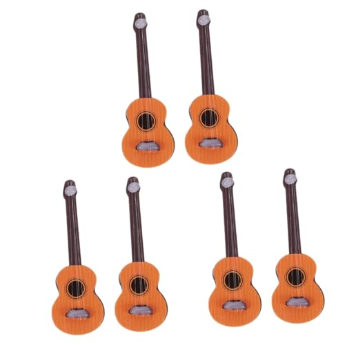 TOBBOMEY 6 STK Simulation Gitarre Musikinstrumentenmodell Puppenhauszubehör Puppenhaus Dekoration Puppenhaus Modell Puppe dekorative Gitarre vorgeben, Gitarre zu Spielen hölzern Light Brown von TOBBOMEY