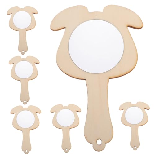 TOBBOMEY 6St Holzspiegel unfertige Mini-Spiegel Spielzeug Handspiegel Kinderzubehör Kinder bastelset basteln für Kinder Toy Spiegel selber Machen für Kinder Kinderaccessoire hölzern Khaki von TOBBOMEY