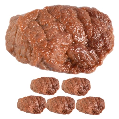 TOBBOMEY 6st Beef-Nugget-Modell Gekochtes Fleisch-Modell Künstliches Steak Simuliertes Fleisch Simulationsfleisch Bratpfannen-spritzschutz Gefälschtes Rindfleisch Falsches Fleisch Brown PVC von TOBBOMEY