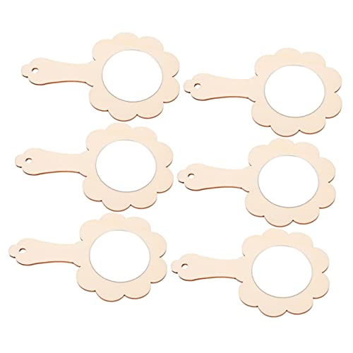 TOBBOMEY 6st Holzspiegel Entzückender Handspiegel Spiegel Selbst Bemalen Lernspielzeug Basteln Für Kinder Spiegel Für Kinder Selber Machen Kleine Spiegel Für Mini-Spiegel Khaki Hölzern von TOBBOMEY