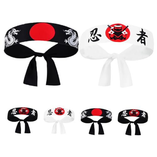 TOBBOMEY 6st Ninja-kapuze Ramen-nudel-stirnband Japanische Haaraccessoires Anime-stirnband Kochbandanas Für Männer Hachimaki-stirnband Ninja-kostüm Für Herren Sushi-stirnband Polyester von TOBBOMEY