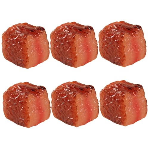 TOBBOMEY 6st Simulierte Rindernuggets Lebensechtes Lebensmittelmodell Gefälschte Fleischstütze Gefälschtes Gekochtes Fleisch Künstliches Fleisch Fleisch-Lebensmittel-Modell PVC Brown von TOBBOMEY