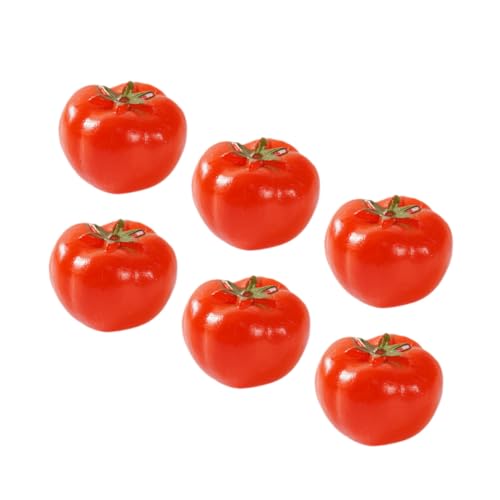 TOBBOMEY 6st Simulierte Tomate Gefälschte Tomatenpops Realistische Gefälschte Tomate Simulationsgemüse Künstliche Früchte Lebensechte Gefälschte Tomate Pflanzliche Verzierung PVC Rot von TOBBOMEY