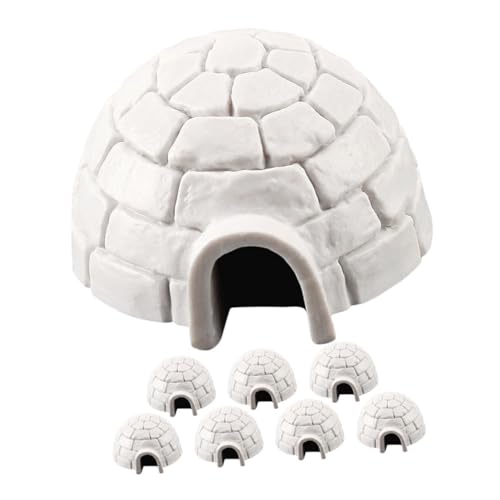 TOBBOMEY 8St Iglu-Gebäudemodell Modell eines Eishauses aus Kunststoff simulierte Eishausfiguren Eishaus-Bildornament Bauernhof-Eishaus-Figuren Eishaus für Sandtisch Iglu-Dekor Plastik Weiß von TOBBOMEY