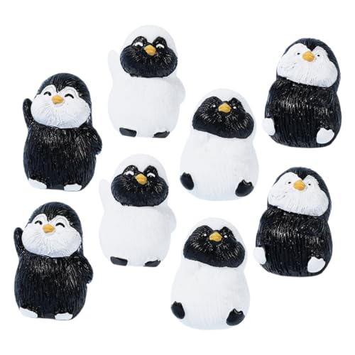 TOBBOMEY 8st Mikrolandschaft Pinguin Figur Plüschtier Kleine Welttiere Meeresspielzeug Palmenfreunde Hausschuhe Meereslebewesen-Modell Pinguin-kuchendekoration Pinguine -Aquarium Harz von TOBBOMEY