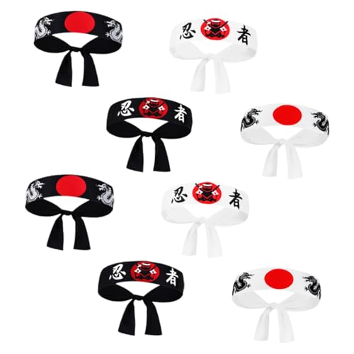 TOBBOMEY 8st Ninja-kapuze Japanisches Kopftuch Haarbandana Japanisches Kochkostüm Ninja-stirnbänder Japanische Partydekoration Karate-stirnbänder Ninja-stirnband Sport Stirnband Polyester von TOBBOMEY