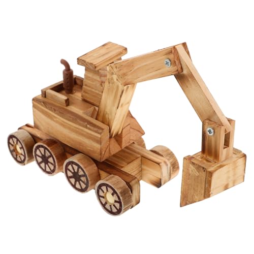 TOBBOMEY Miniatur-Technik-Bagger Baufahrzeug Spielzeug handgefertigter Holzbagger Spielzeug für Jungen und Mädchen realistischer Bagger einzigartiges Sammlerstück von TOBBOMEY