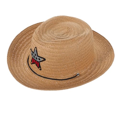 TOBBOMEY Cowboyhut Für Kindermütze Frauen Hut Kappe Strand Sonnenhut Für Pelzmütze Trucker-mütze Für Geburtstagsmütze Für Mädchen Kuhmädchenhut Stroh Khaki von TOBBOMEY