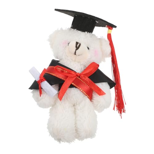 TOBBOMEY Dr Bärenpuppe Stofftiere Für Minispielzeug Winziger Stoffbär Graduierungsbärenspielzeug Abschlussstraußbär Abschlussbären Bärenstofftier Weißer Plüsch von TOBBOMEY