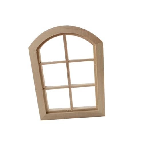 TOBBOMEY Fenster Leer Puppenmöbel Fensterzubehör Gartenverzierung Mini-hausaccessoire Mini-gnomentür Mini-elfentür Mini-möbel Miniatur-hausmöbel 1/12 Miniaturzubehör Möbel Holz von TOBBOMEY