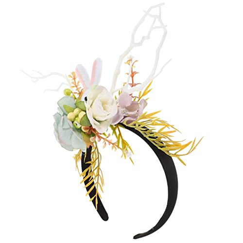 TOBBOMEY Häschen-Stirnband ostern haarschmuck blumenkrone flower headband Ostern Kopfschmuck blumenhaarreif Hase Zwerge Osterstirnband für Osterblumen-Stirnband Stoff von TOBBOMEY