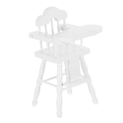 TOBBOMEY Holz Hochstuhl Puppenhaus Möbel Zubehör Weißer Mini Fütterungsstuhl Langlebiges DIY Modell als Puppenhaus Dekoration und für Sammler TOBBOMEY Holz Hochstuhl Puppenhaus Möbel Zubehör Weißer Mini Fütterungsstuhl Langlebiges DIY Modell als Puppenhaus Dekoration und für Sammler von TOBBOMEY