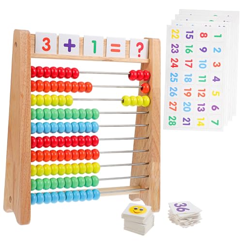 TOBBOMEY Holz für Bunten Perlen und Zahlkarten Pädagogisches Mathe Lernspielzeug für Vorschule Rechenhilfe zur Zahlen und Rechenförderung für Grundschule und Kindergarten TOBBOMEY Holz für Bunten Perlen und Zahlkarten Pädagogisches Mathe Lernspielzeug für Vorschule Rechenhilfe zur Zahlen und Rechenförderung für Grundschule und Kindergarten von TOBBOMEY