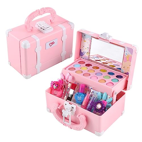 TOBBOMEY Kinderkosmetik Kinderanzug Kinderspielzeug Kinder Schminkset Make-up-Set Für Rollenspiele Für Mädchen Echtes Make-up-Set Für Kinder Kosmetisches Spielzeug Lernspielzeug Rosa Abs von TOBBOMEY