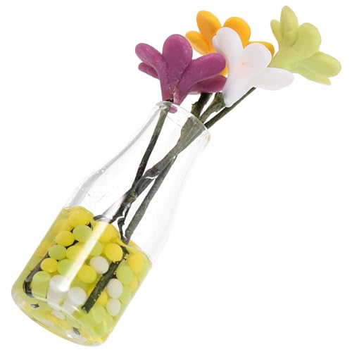 TOBBOMEY Kleine Gänseblümchenvase Künstlich Miniatur-hausbausatz Puppenhaus Miniblumen Kleine Gänseblümchen-Ornamente Möbel Für Babypuppen Puppenwagen Schaum Blumentopf Handwerk Glas von TOBBOMEY