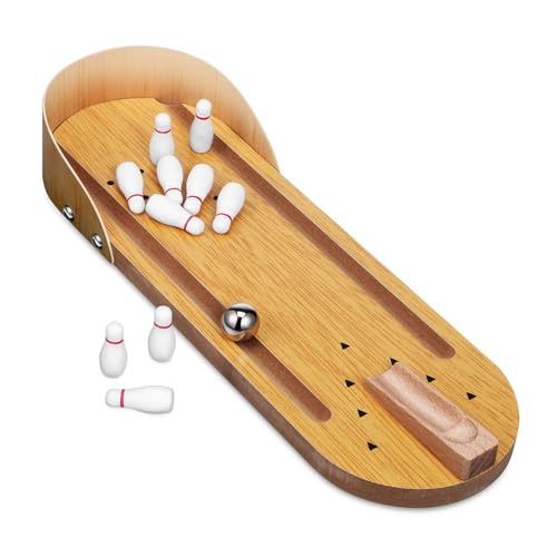 TOBBOMEY Mini Bowling Set Holz Indoor Tischspiel Kompakt Tragbar Fördert Koordination Sicher mit Abgerundeten Kanten Geeignet für Erwachsene für Zuhause und Büro TOBBOMEY Mini Bowling Set Holz Indoor Tischspiel Kompakt Tragbar Fördert Koordination Sicher mit Abgerundeten Kanten Geeignet für Erwachsene für Zuhause und Büro von TOBBOMEY