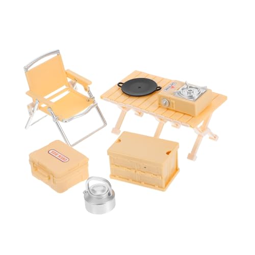 TOBBOMEY Mini Outdoor Camping Spielset für Faltbarem Stuhl Picknicktisch und Tragbarem Kartuschenkocher Realistisches Puppenhaus Zubehör für Kreatives Rollenspiel Gelbes TOBBOMEY Mini Outdoor Camping Spielset für Faltbarem Stuhl Picknicktisch und Tragbarem Kartuschenkocher Realistisches Puppenhaus Zubehör für Kreatives Rollenspiel Gelbes von TOBBOMEY