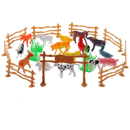 TOBBOMEY Miniatur Bauernhoftiere mit Realistischen Figuren und Zaun Detailreiche Kunststoff Modelle Pädagogisches Farmspielzeug für Kreatives Bastelset mit Zubehör TOBBOMEY Miniatur Bauernhoftiere mit Realistischen Figuren und Zaun Detailreiche Kunststoff Modelle Pädagogisches Farmspielzeug für Kreatives Bastelset mit Zubehör von TOBBOMEY
