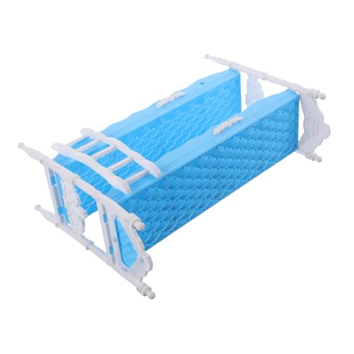 TOBBOMEY Prinzessin Puppenbett Prinzessinnen Puppen Spielzeugset Etagenbett Puppenbett Etagenbett Miniaturbett Minibett Puppenstubenbetten Plastik Blue von TOBBOMEY