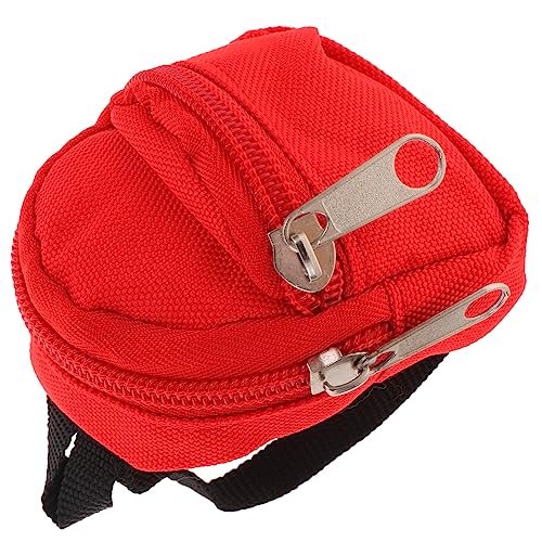 TOBBOMEY Puppenrucksack Mini-Schulbedarf für Puppen Mini-Rucksäcke Miniaturen Spielzeug für Kinder kinderspielzeug Spielzeug Mini-Rucksack- Mikroszenenverzierungen Polyester rot von TOBBOMEY