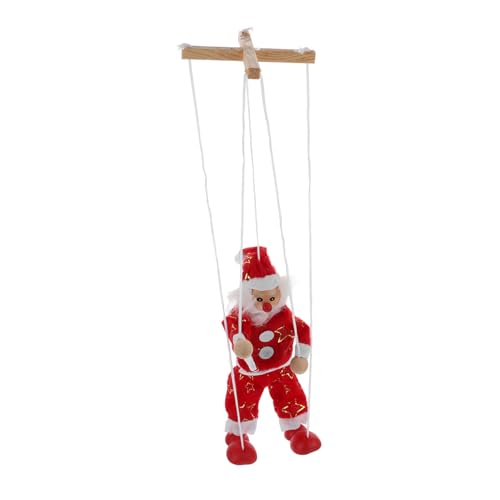 TOBBOMEY Schnur Weihnachts Puppen kinderspielzeug weihnachtsdekoration lustiges Santa Marionette Handpuppe lustiges Puppenhandwerk Marionetten aus Holz Stoff rot von TOBBOMEY