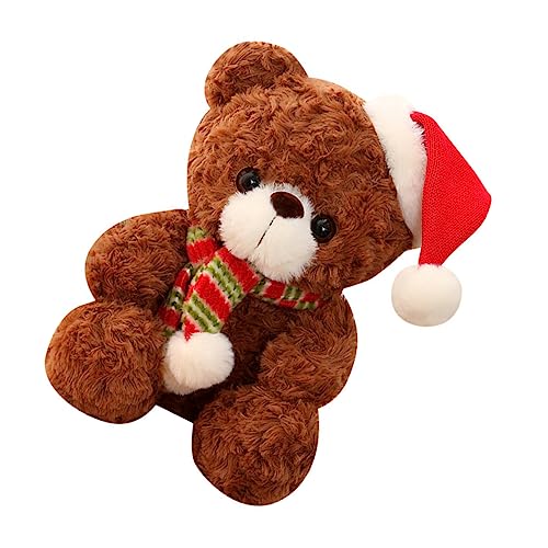 TOBBOMEY Weihnachtsbär Bär Puppe Bärenpuppe Festival-plüschbär Weihnachtsplüschbär Weihnachtsplüschpuppe Weihnachtspuppengeschenk Brown Kurzer Plüsch von TOBBOMEY