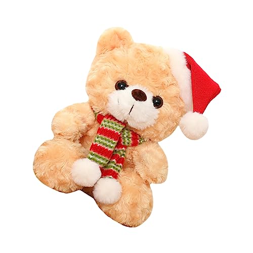 TOBBOMEY Weihnachtsbär Puppe Mini Spielzeug Bär Für Neugeborene Tragen Bär Klein Festival-plüschbär Weihnachtsplüschbär Kurzer Plüsch Light Brown von TOBBOMEY