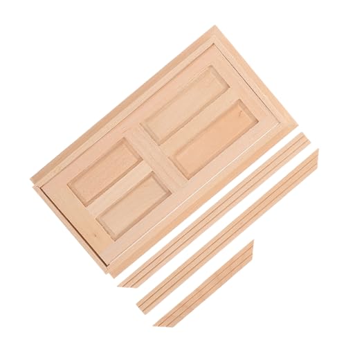 TOBBOMEY Zubehör für Puppenhäuser Mini-Ornament winziger Holzzaun Feentür Puppenstubenschmuck aus Holz Minitür Feenhafte Gartentür Miniatur-Haustür Türmodell Mini-Puppenhausmöbel Beige von TOBBOMEY