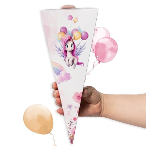 TOBJA Mini Schultüte für Geschwister Einhorn Design, Ideale Zuckertüte Mädchen, perfekt für Süßigkeiten | Kleine Schultüte für Schwester von TOBJA