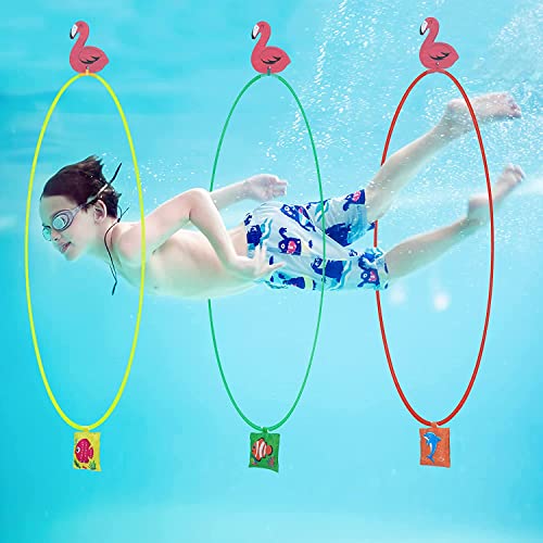 TOCAVE Tauchringe für Unterwasser, 3 Stück Tauchen Spielzeug, Tauchringe für Unterwasser, Pool Spielzeug Tauchringe Set, für Kinder Set Unterwasser-Pool-Tauchspielzeug Sommer-Kinderspaß von TOCAVE