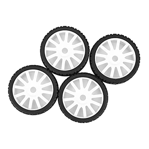 TOCHCA 4 Stück Reifen, 1/8 RC Reifen aus Gummi, Kunststoffräder für Redcat Team Hobao 1/8 / Auto auf der Straße, Weiß von TOCHCA