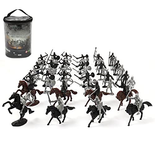 TOCHCA 52 Stück/Tasche Mittelalterliche Kavallerie Kavallerie Kriegspferd Soldat Modell Römischer Soldat Alter Mittelalterliches Modell von TOCHCA