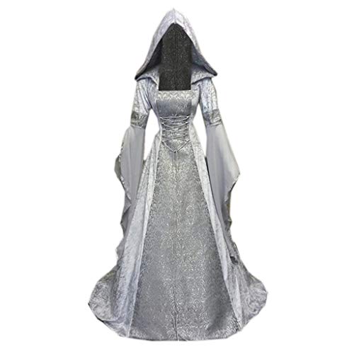 TOFOTL Halloween Kostüm Damen Renaissance Horror Cosplay Outfit Oversized Steampunk Kostüm Damen Winter Plissee Kleidung Halloweenkostüme Carneval Halloween Couple Costume Lustig Grau 4XL von TOFOTL