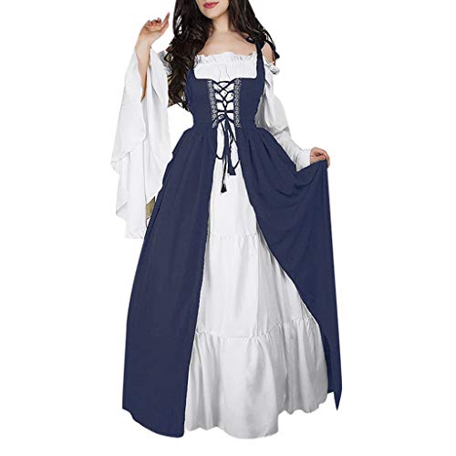 TOFOTL Kostüm Halloween Damen Gothic Steampunk Cosplay Outfit Locker Pullover Kleid Damen Winter Einfarbig Halloweenkostüme Kleider Karneval Halloween Kostüm Erwachsene Halloween Horror Marine 5XL von TOFOTL