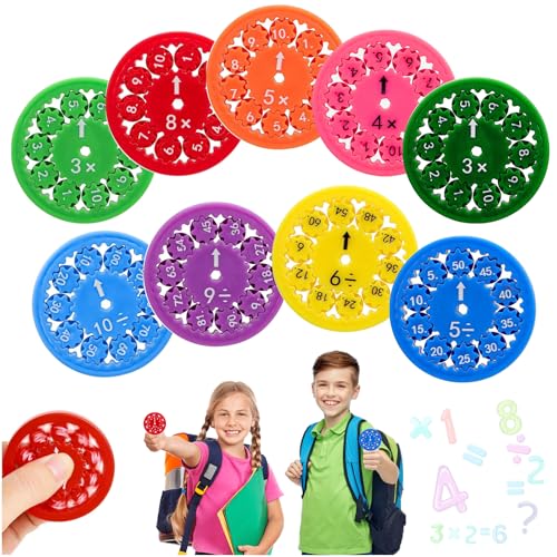 9 Stück Mathe Fidget Spinner Sensorisches Zahlen-Fidget-Spinner-Spielzeug Multiplikations und Divisions Mathe-Lernspiele Zappelspielzeug Lindert Stress-Zappelspielzeug für Haus/Schule/Klassenzimmer von TOGETDREAM