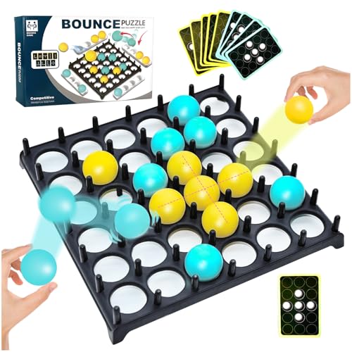 Bouncing Ball Tischspiel, Bounce Off Party Game Ping Pong Spielballspiel Tischspiele mit 16 Bällen und 9 Herausforderungskarten Desktop-Hüpfspielzeug für Familie/Party/2-4 Spieler von TOGETDREAM